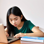**Image:** A focused student at a desk covered in FRM textbooks, practice exams, and a laptop displaying a GARP website. A Vietnamese coffee (cà phê sữa đá) sits nearby. The overall mood should be determined but relaxed and studious, suggesting effective time management and dedication to exam preparation. Keywords: FRM exam prep, study environment, Vietnamese student, cà phê sữa đá, focused learning.