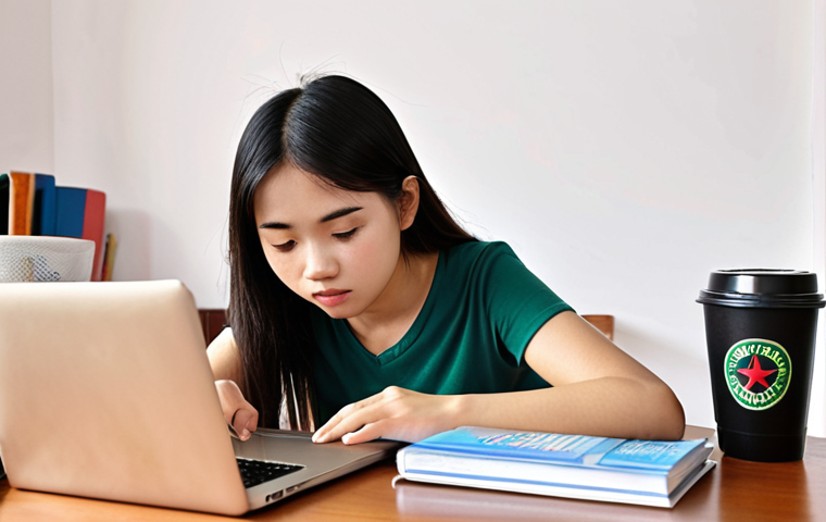 **Image:** A focused student at a desk covered in FRM textbooks, practice exams, and a laptop displaying a GARP website. A Vietnamese coffee (cà phê sữa đá) sits nearby. The overall mood should be determined but relaxed and studious, suggesting effective time management and dedication to exam preparation. Keywords: FRM exam prep, study environment, Vietnamese student, cà phê sữa đá, focused learning.