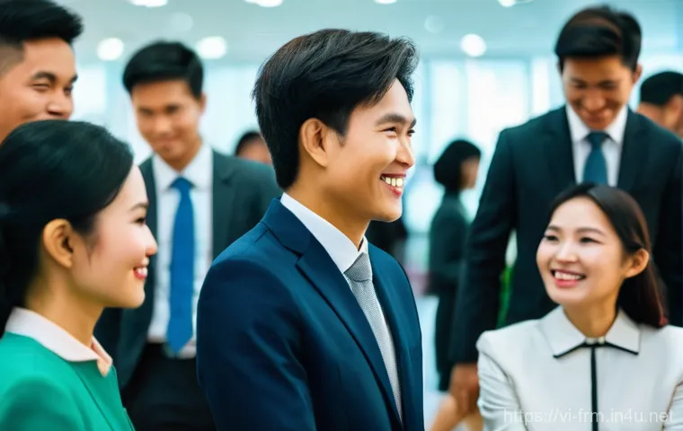 재무위험관리사 취업을 위한 네트워킹 전략 - **Prompt:** A dynamic scene capturing a professional networking event in a modern, brightly lit conf...