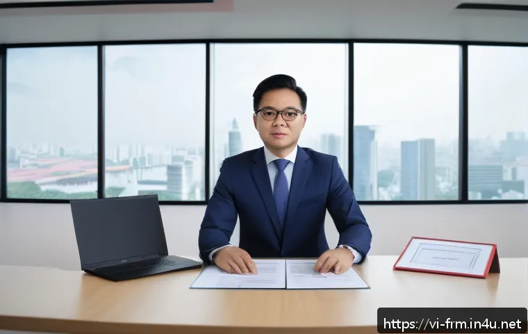 재무위험관리사의 연봉 협상 실전 사례 - A professional Vietnamese financial risk manager in a modern office setting, confidently presenting ...