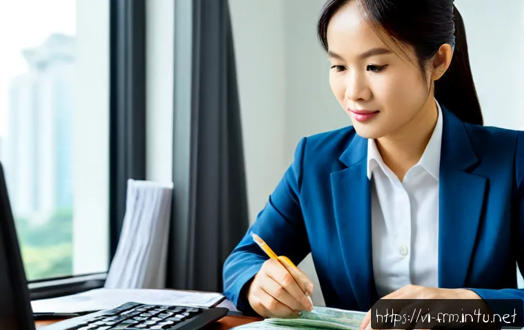 Home 17 재무위험관리사 직업 만족도 - Photorealistic financial risk manager in a modern Ho Chi Minh City office, Vietnamese professional i...